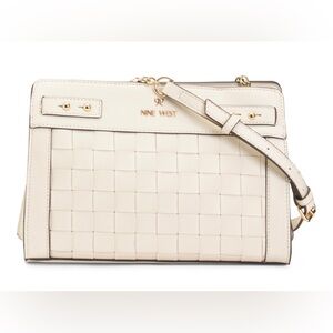 M Nine West Evalita Woven Crossbody + Strap Chic Cream